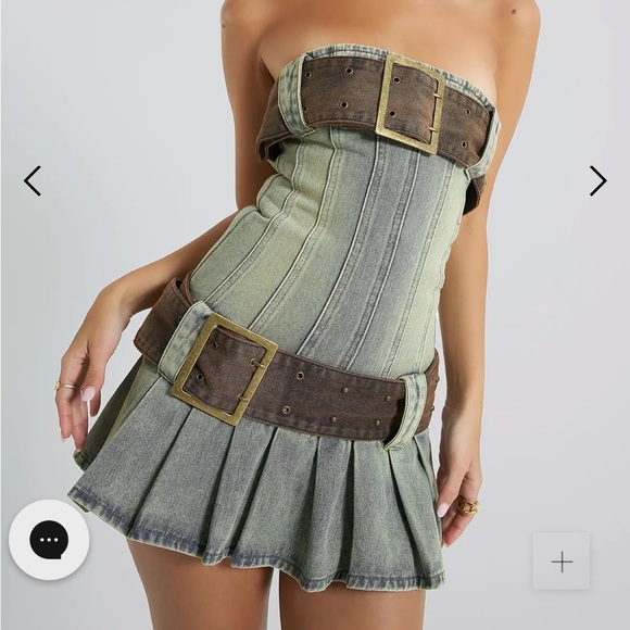 Jaded London Corset Denim Kilt Mini Dress - Picture 2 of 6